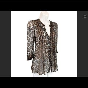 Joie top silk chiffon leopard print brown tan S